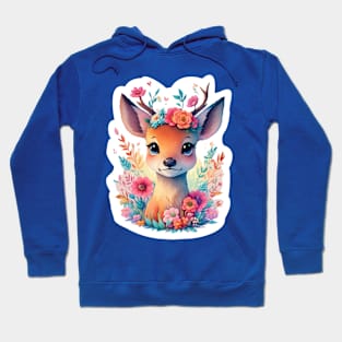 Colorful Floral Cute Baby Deer Hoodie